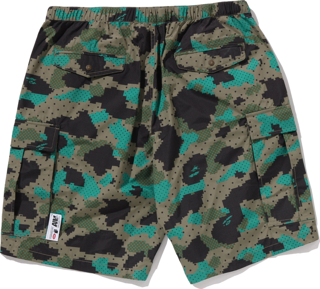 BAPE BY KAZUKI KURAISHI CAMO BELTED 3 LAYER CARGO SHORTS MENS