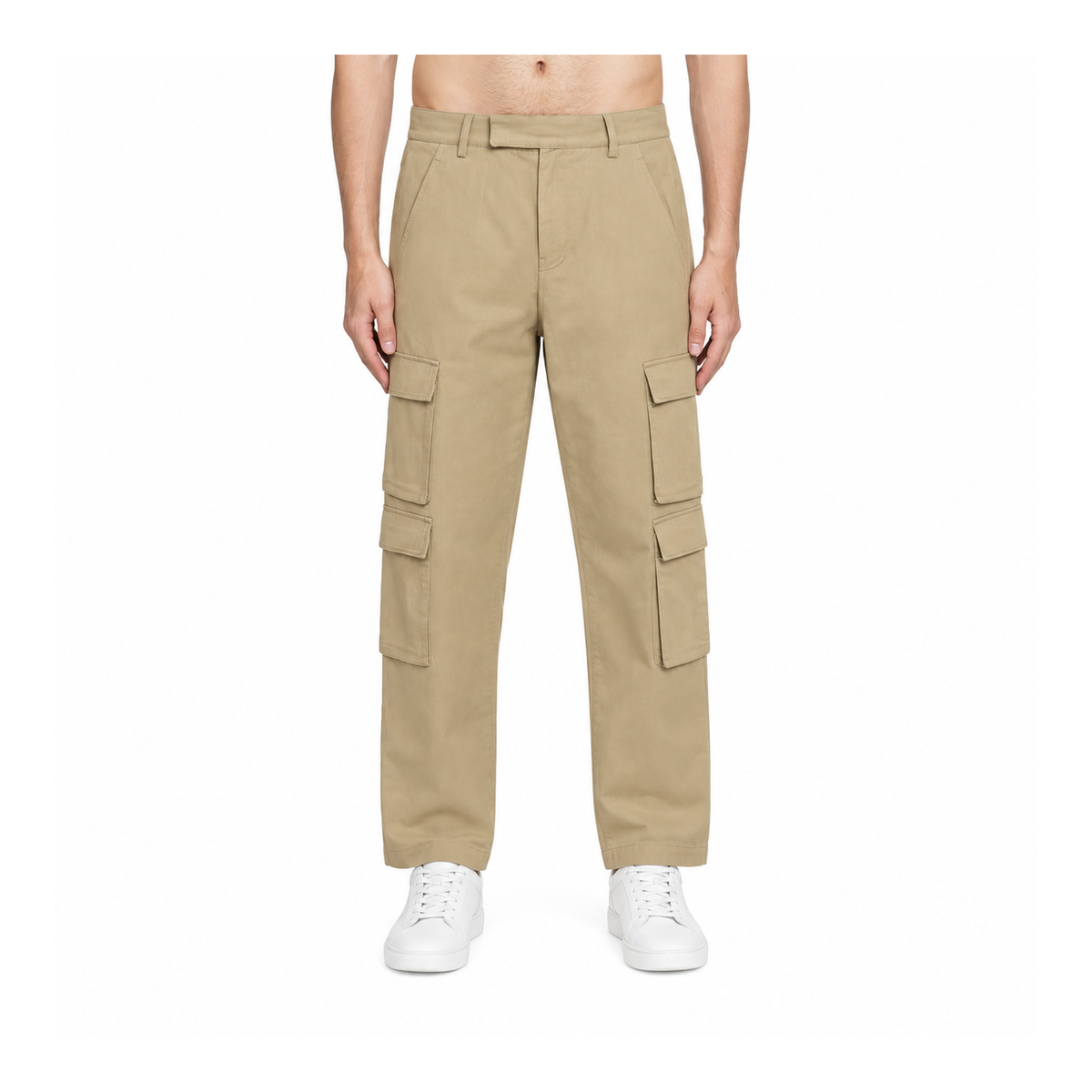 Thom Browne Style Men's Casual Cargo Pants - 100% Cotton with Adjustable Backstrap with Signature...
