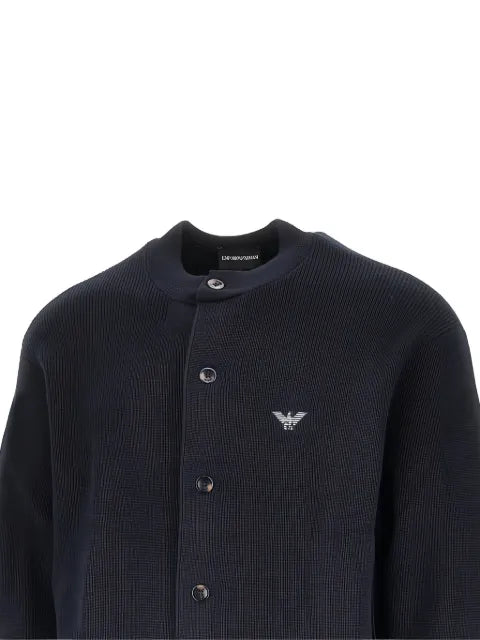 Emporio Armani logo-embroidered ribbed-knit cardigan