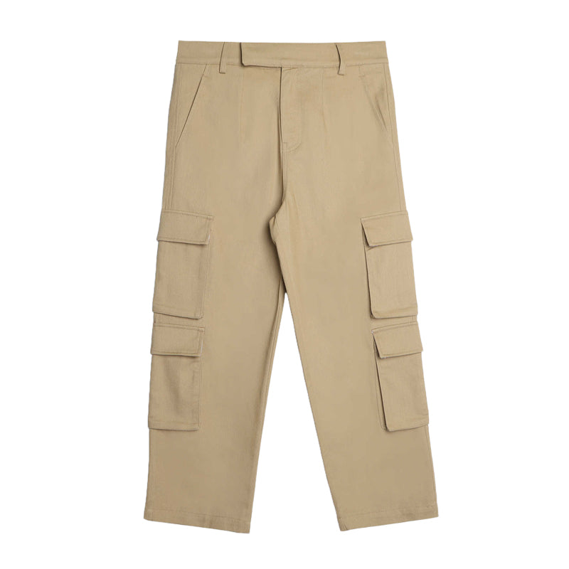 Thom Browne Style Men's Casual Cargo Pants - 100% Cotton with Adjustable Backstrap with Signature...