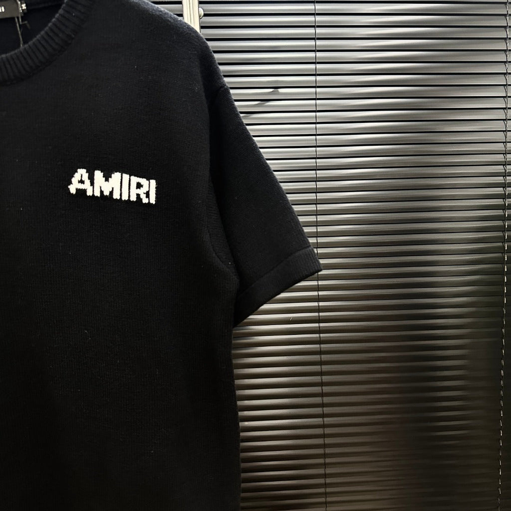 AMIRI Pixel‑Logo Short‑Sleeve Knit T‑Shirt