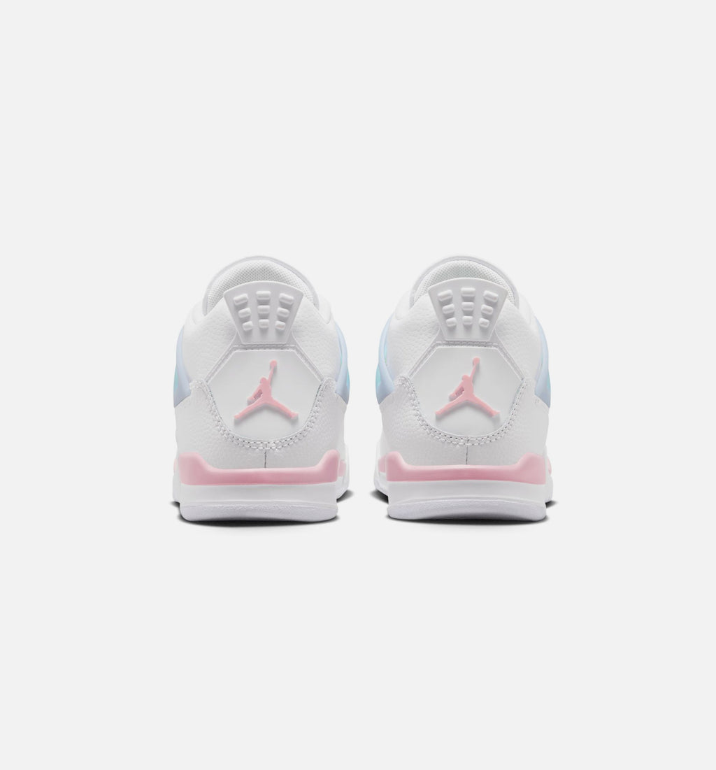 Air Jordan 4 Retro Medium Soft Pink Preschool Lifestyle Shoes - White/Soft Pink/Light Blue