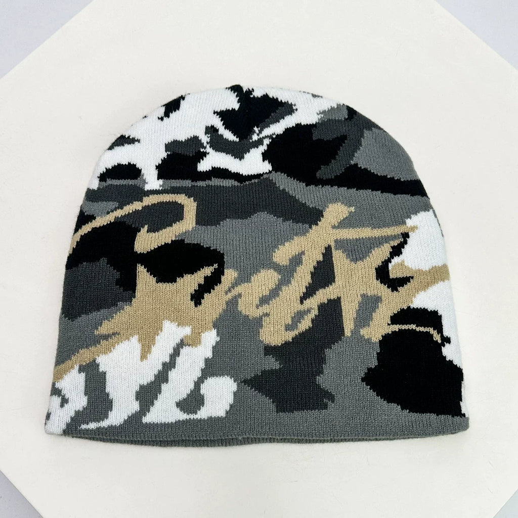 Corteiz Script Camo Knit Beanie