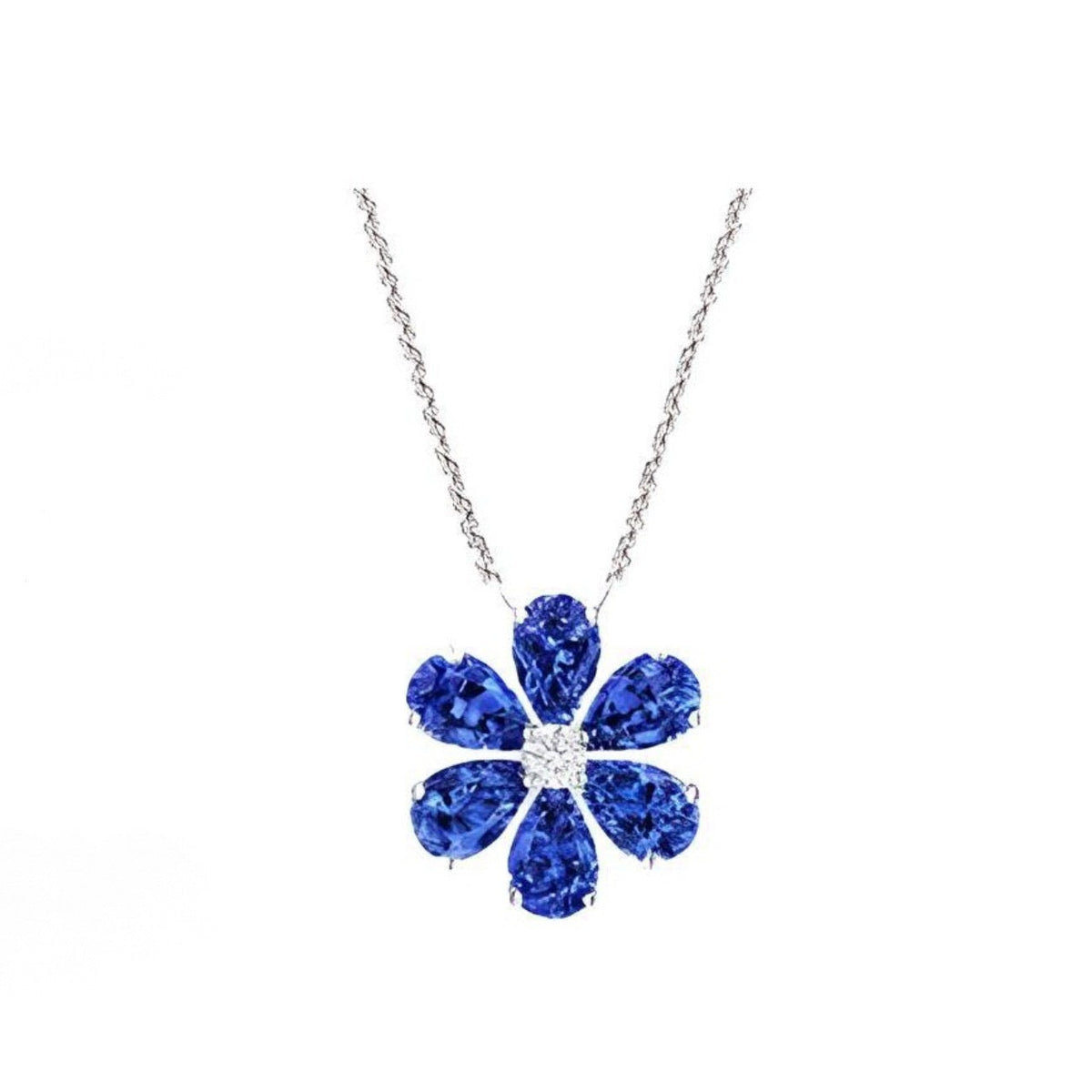 Harry Winston Style Six-Petal Floral Cubic Zirconia White-Gold-Plated Necklace