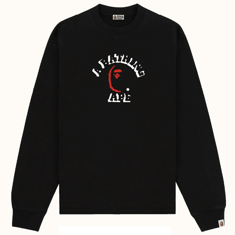 Bape Multi‑Ape‑Head Graphic Oversized Long Sleeve Tee Streetwear