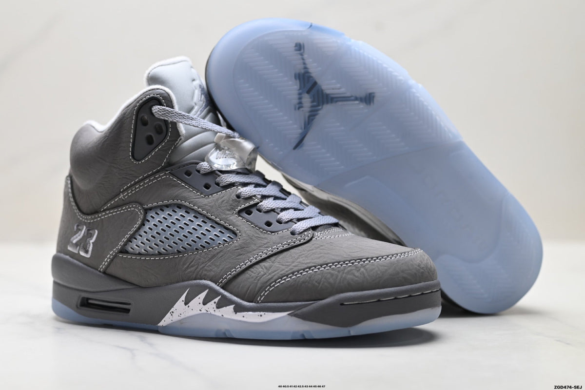 Air Jordan 5 Retro Wolf Grey Metallic Silver Sneakers