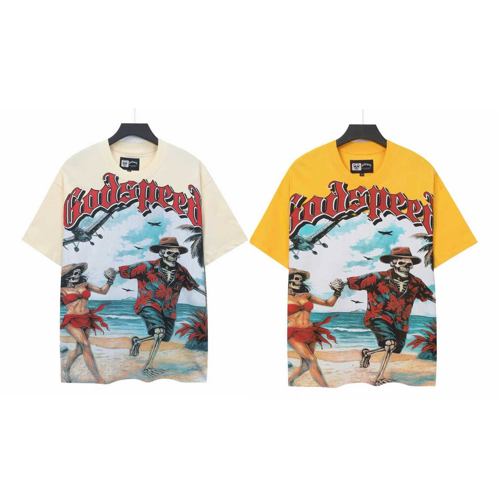 Godspeed Beach Skeleton Graphic T-Shirt