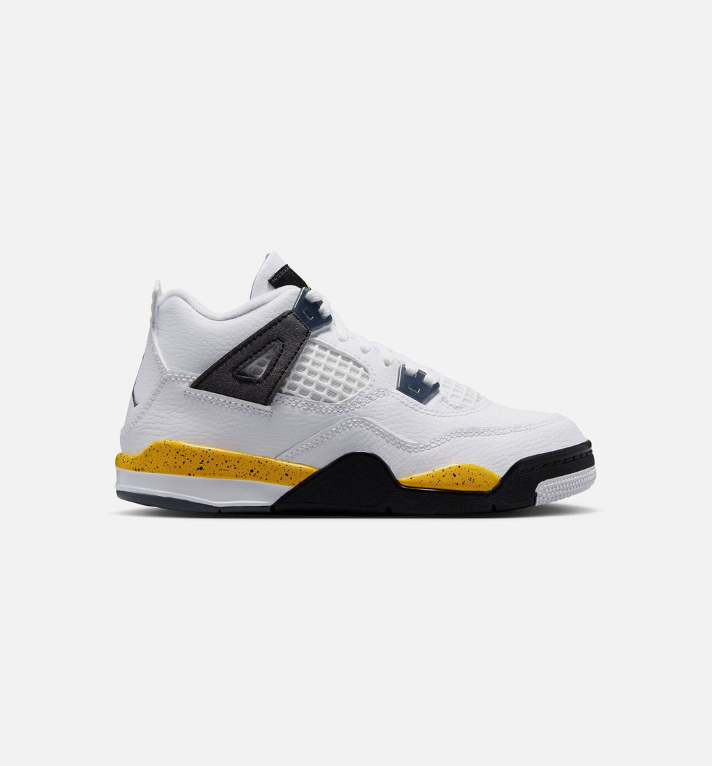 Air Jordan 4 Retro Rare Air Tour Yellow Preschool Lifestyle Shoe - White/Dark Blue Grey/Black/Tour Yellow