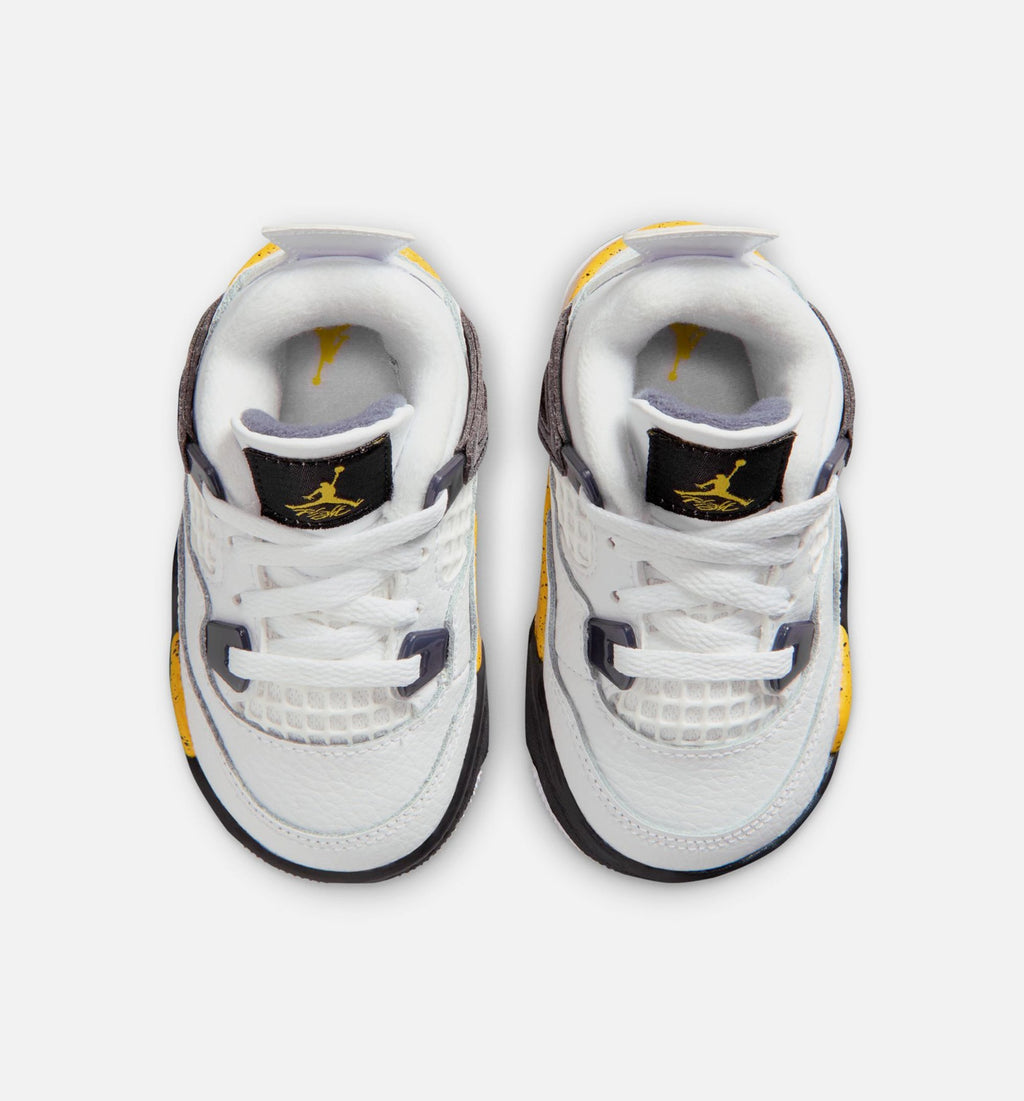 Air Jordan 4 Retro Rare Air Tour Yellow Infant & Toddler Shoes - White/Dark Blue Grey/Black/Tour Yellow