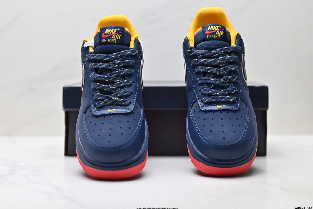 Nike Air Force 1 Low Navy Orange Red Unisex Sneakers Style 21