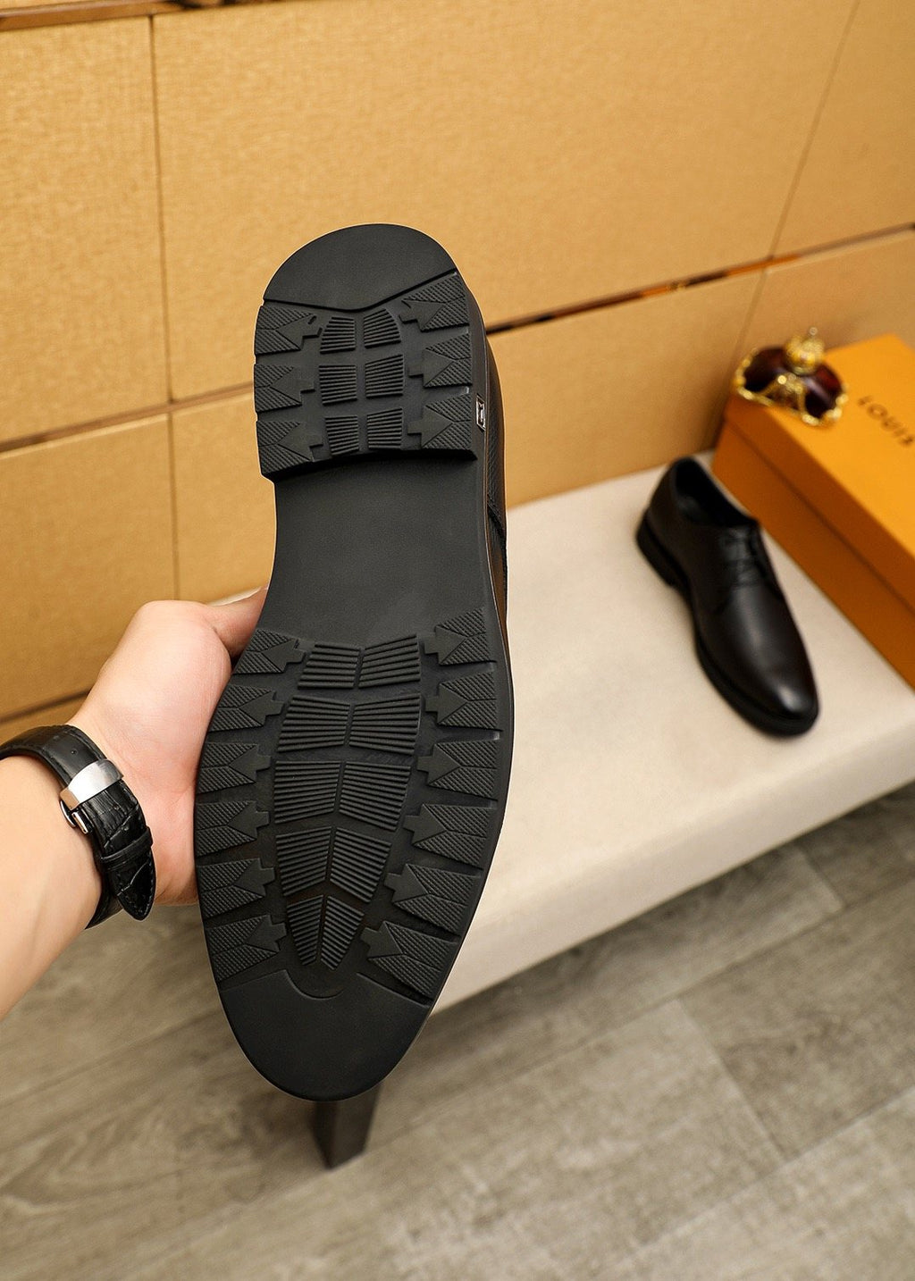 Louis Vuitton Black Textured Lace-Up Dress Shoes