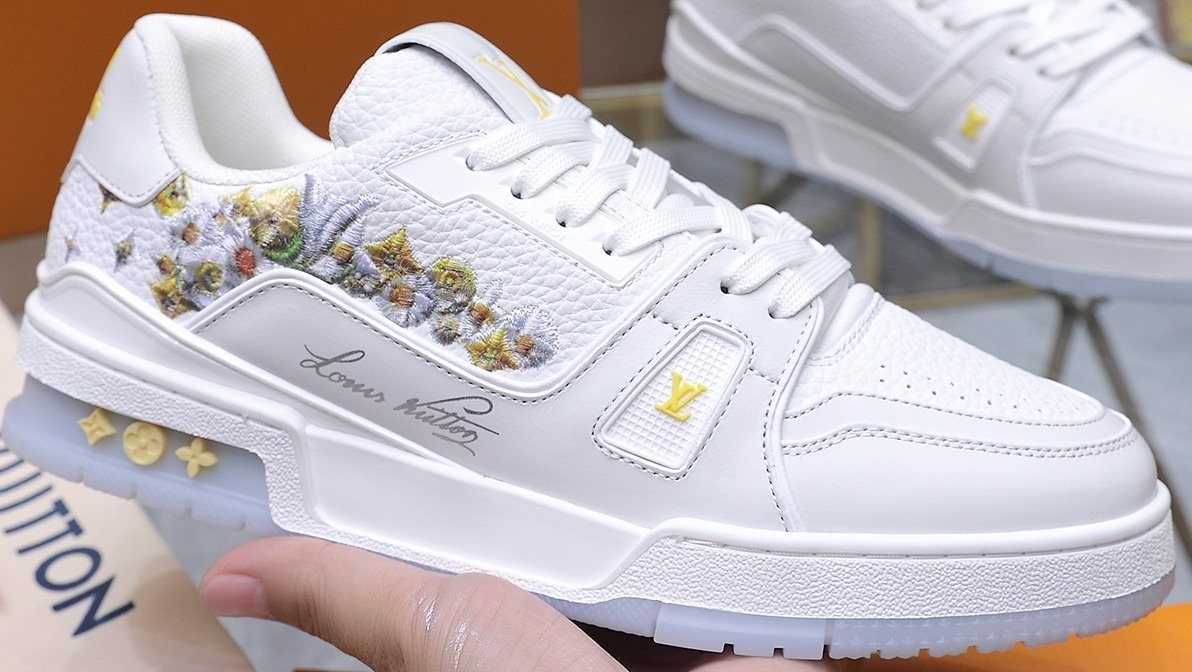 Louis Vuitton Embroidered White Low-Top Sneakers