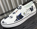White Graphic Print Slip-On Shoes