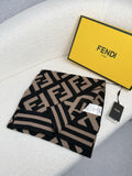 Fendi Brown and Black Geometric Knit Scarf