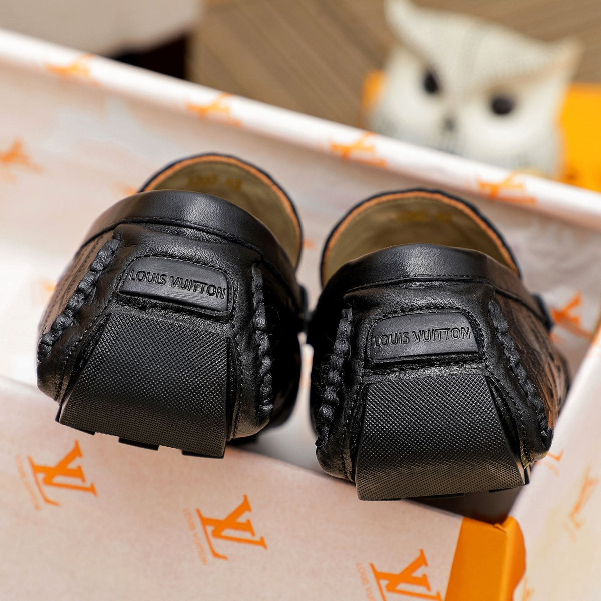 Louis Vuitton Black Embossed Driving Loafers - Leather Lining