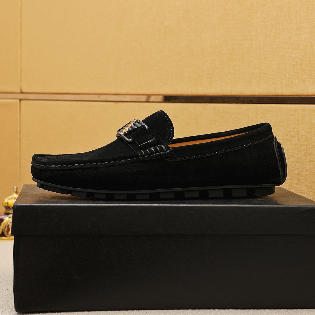 Prada Black Metal Bar Loafers