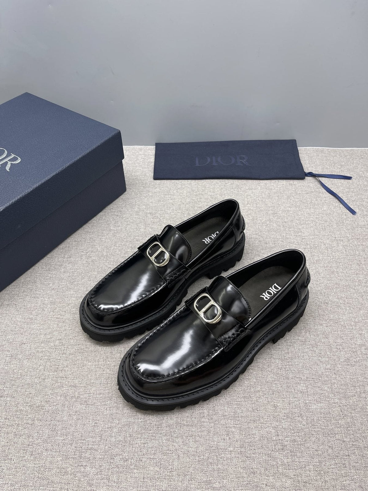 Dior Men's Black Buckle Loafers