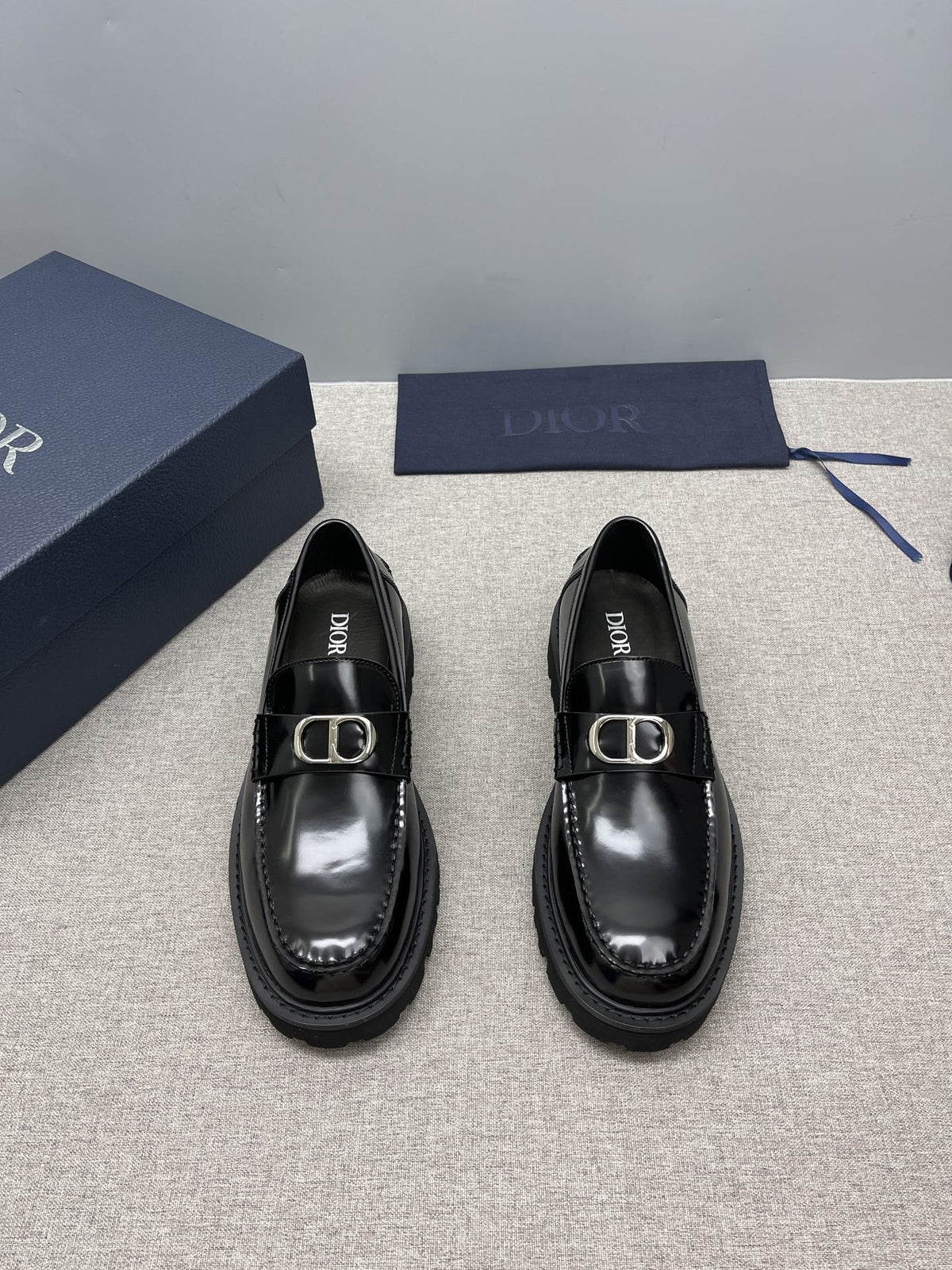 Dior Men's Black Buckle Loafers