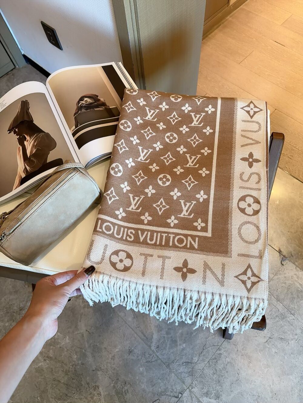 Louis Vuitton Monogram Fringe Scarf