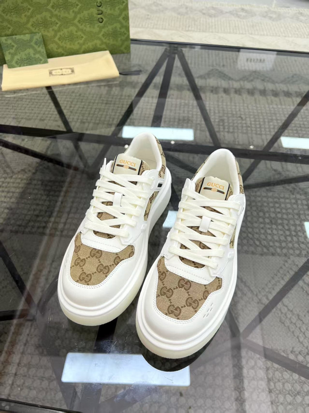 Gucci Men's Monogram Low-Top Sneakers - Layered Paneled Upper
