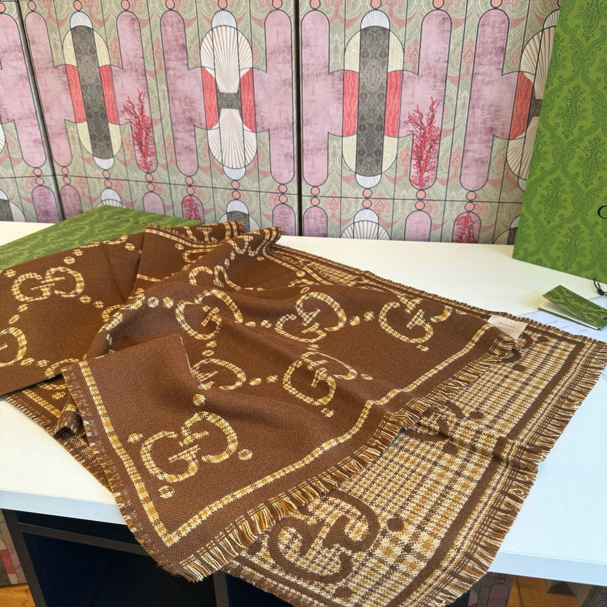 Gucci Fringed Motif Scarf