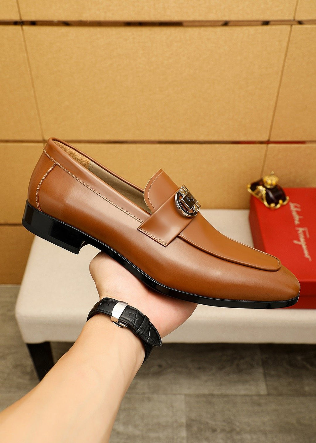 Salvatore Ferragamo Men's Buckle Slip-On Loafers