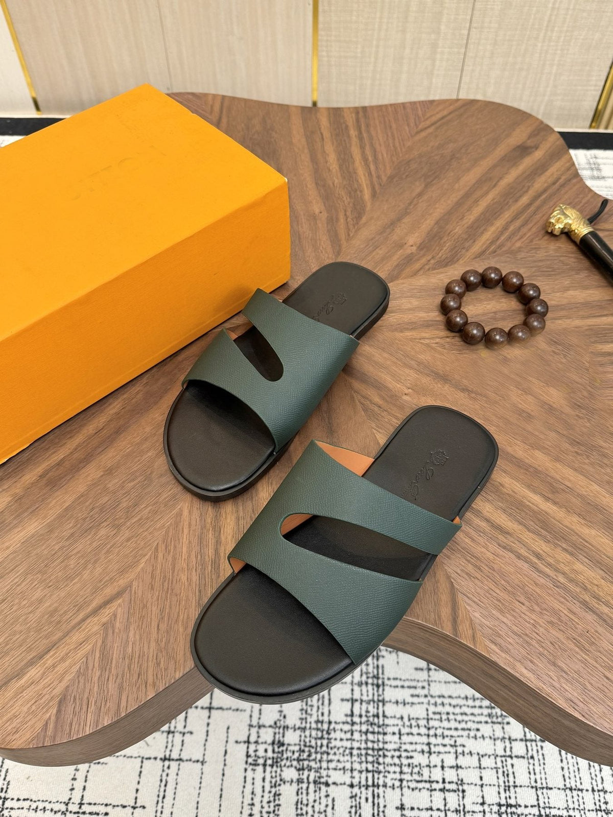 Loro Piana Two-Strap Slide Sandals